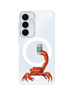 Etui do Samsung Galaxy A55 5G z MagSafe przeźroczyste, silikonowe Flexi, Paradise, krab z piwem