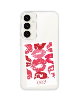 Etui do Samsung Galaxy S23 z MagSafe przeźroczyste, silikonowe Flexi, pocałunki, polaroid