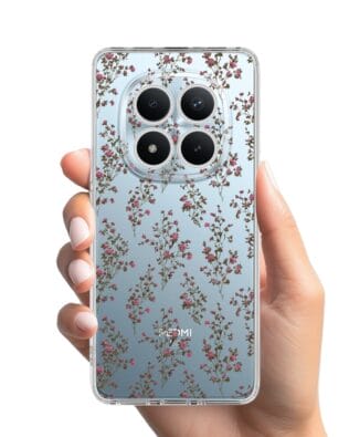Etui do Xiaomi Redmi Note 15 Pro 4G przeźroczyste, silikonowe Flexi, Mini Patterns, Różyczki