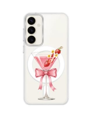 Etui do Samsung Galaxy S23 FE 5G z MagSafe przeźroczyste, silikonowe Flexi, Paradise, Strawberry Martini