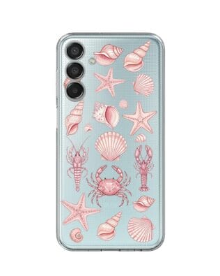 Etui do Samsung Galaxy M15 5G przeźroczyste, silikonowe Flexi, Summer Patterns, krewetkowy róż
