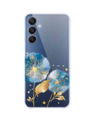 Etui do Samsung Galaxy M35 5G przeźroczyste, silikonowe Flexi, Kwiaty, niebieskie dmuchawce