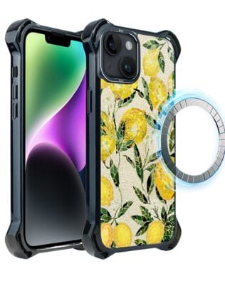 Etui do iPhone 14 Plus IBIZU DropGuard Ultra z MagSafe, Modern Classics, Cytrynowe gaje