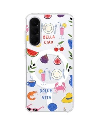 Etui do Samsung Galaxy A37 z MagSafe przeźroczyste, silikonowe Flexi, Italian Summer, kolorowe wakacje