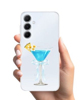 Etui do Samsung Galaxy A55 5G przeźroczyste, silikonowe Flexi, Paradise, Blue Hawaii