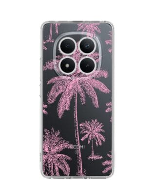 Etui do Xiaomi Redmi Note 15 4G przeźroczyste, silikonowe Flexi, Mystic, Różowe palmy