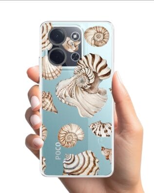 Etui do Xiaomi POCO C85 przeźroczyste, silikonowe Flexi, Summer Patterns, ozdobne muszle