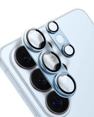 Metalowa osłona na cały aparat z wbudowanymi szkłami do Samsung Galaxy S26 Ultra, niebieska