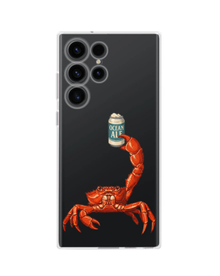 Etui do Samsung Galaxy S23 Ultra przeźroczyste, silikonowe Flexi, Paradise, krab z piwem