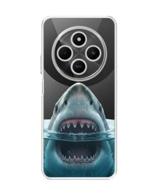 Etui do Xiaomi POCO C75 przeźroczyste, silikonowe Flexi, Paradise, żarłacz biały