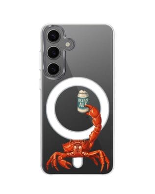 Etui do Samsung Galaxy S24 Plus z MagSafe przeźroczyste, silikonowe Flexi, Paradise, krab z piwem