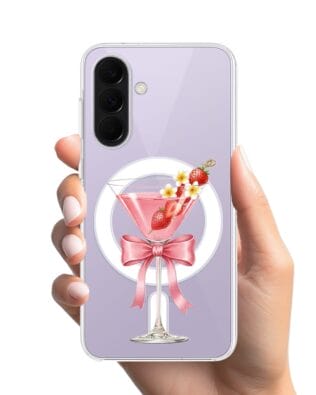 Etui do Samsung Galaxy A57 z MagSafe przeźroczyste, silikonowe Flexi, Paradise, Strawberry Martini