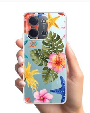 Etui do Xiaomi POCO C85 przeźroczyste, silikonowe Flexi, Summer Patterns, tropikalny wzór
