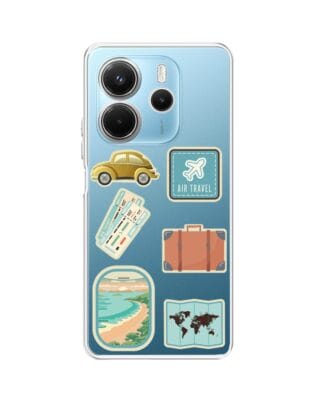 Etui do Xiaomi Redmi Note 14 4G przeźroczyste, silikonowe Flexi, pocztowe znaczki