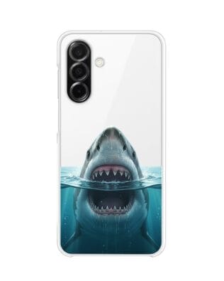 Etui do Samsung Galaxy A26 5G przeźroczyste, silikonowe Flexi, Paradise, żarłacz biały