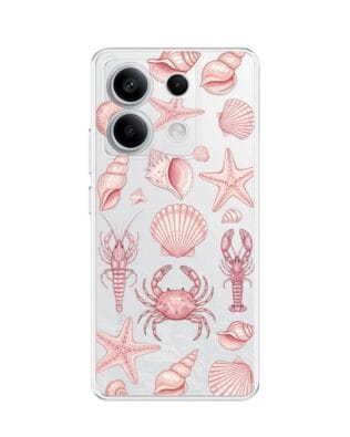 Etui do Xiaomi Redmi Note 13 Pro 5G przeźroczyste, silikonowe Flexi, Summer Patterns, krewetkowy róż