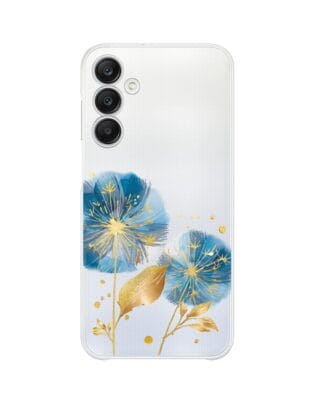 Etui do Samsung Galaxy A25 5G przeźroczyste, silikonowe Flexi, Kwiaty, niebieskie dmuchawce