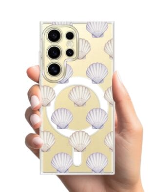 Etui do Samsung Galaxy S24 Ultra z MagSafe przeźroczyste, silikonowe Flexi, Summer Patterns, pastelowe muszelki
