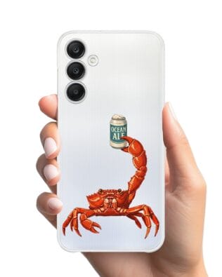 Etui do Samsung Galaxy A25 5G przeźroczyste, silikonowe Flexi, Paradise, krab z piwem