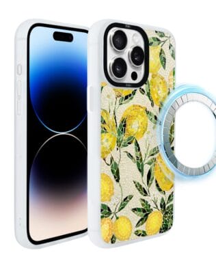 Etui do iPhone 14 Pro Max IBIZU DropGuard Matt z MagSafe, Modern Classics, Cytrynowe gaje