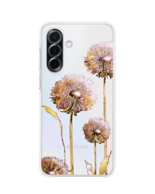Etui do Samsung Galaxy A36 5G przeźroczyste, silikonowe Flexi, Kwiaty, fioletowe dmuchawce