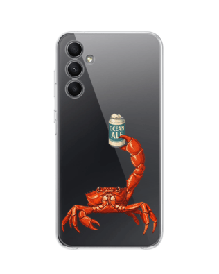 Etui do Samsung Galaxy A34 5G przeźroczyste, silikonowe Flexi, Paradise, krab z piwem