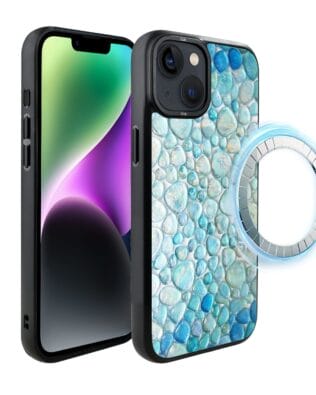 Etui do iPhone 14 Plus IBIZU DropGuard Matt z MagSafe, Aqua Glass, turkusowe krople