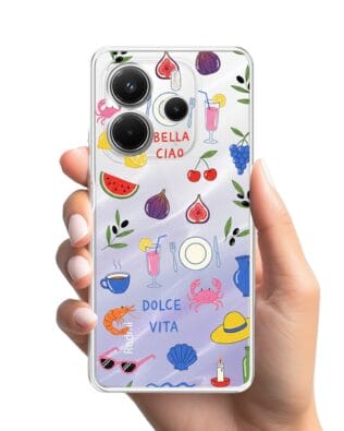 Etui do Xiaomi Redmi Note 14 5G przeźroczyste, silikonowe Flexi, Italian Summer, kolorowe wakacje