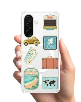 Etui do Samsung Galaxy A26 5G z MagSafe przeźroczyste, silikonowe Flexi, pocztowe znaczki