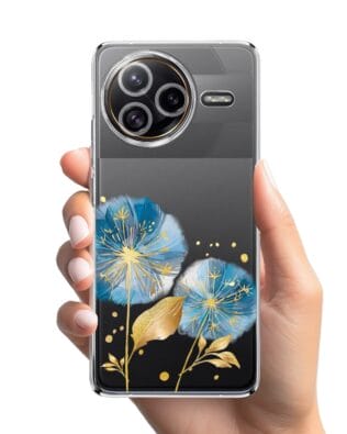 Etui do Xiaomi POCO F7 Ultra przeźroczyste, silikonowe Flexi, Kwiaty, niebieskie dmuchawce
