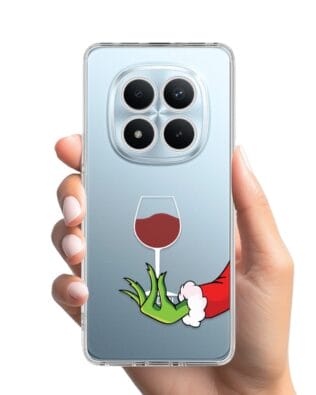 Etui do Xiaomi Redmi Note 15 Pro 4G przeźroczyste, silikonowe Flexi, Zielony psotnik z lampką wina