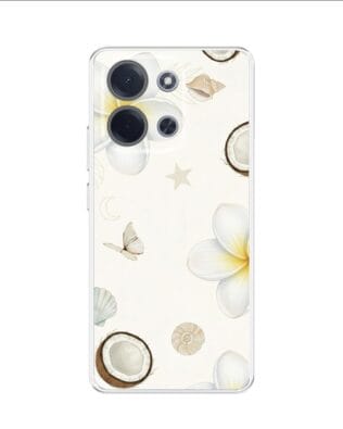 Etui do Xiaomi POCO C85 przeźroczyste, silikonowe Flexi, Summer Patterns, hawajskie kokosy