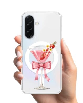 Etui do Samsung Galaxy A36 5G z MagSafe przeźroczyste, silikonowe Flexi, Paradise, Strawberry Martini