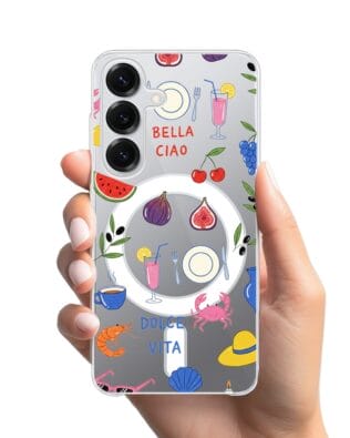 Etui do Samsung Galaxy S25 Plus z MagSafe przeźroczyste, silikonowe Flexi, Italian Summer, kolorowe wakacje