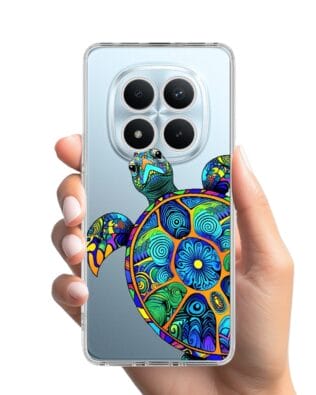Etui do Xiaomi Redmi Note 15 Pro Plus 5G przeźroczyste, silikonowe Flexi, Dzika Mandala, Żółw
