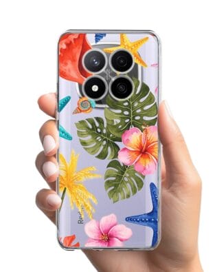 Etui do Xiaomi Redmi Note 14 Pro 4G przeźroczyste, silikonowe Flexi, Summer Patterns, tropikalny wzór