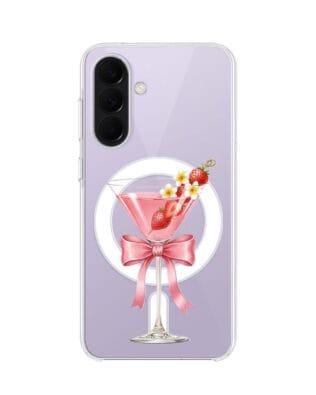 Etui do Samsung Galaxy A37 z MagSafe przeźroczyste, silikonowe Flexi, Paradise, Strawberry Martini