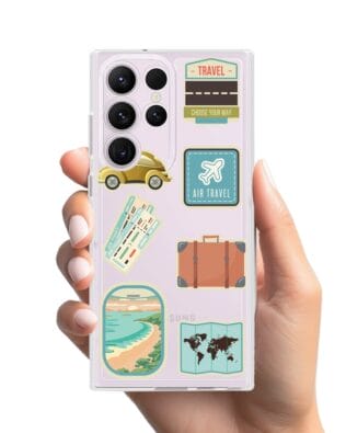 Etui do Samsung Galaxy S23 Ultra przeźroczyste, silikonowe Flexi, pocztowe znaczki