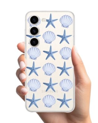 Etui do Samsung Galaxy S23 FE 5G przeźroczyste, silikonowe Flexi, Summer Patterns, niebieskie rozgwiazdy