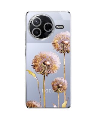 Etui do Xiaomi POCO F7 Pro przeźroczyste, silikonowe Flexi, Kwiaty, fioletowe dmuchawce