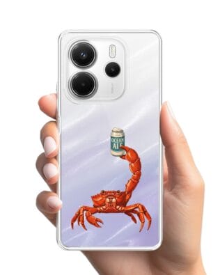 Etui do Xiaomi Redmi Note 14 5G przeźroczyste, silikonowe Flexi, Paradise, krab z piwem