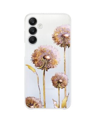 Etui do Samsung Galaxy A25 5G przeźroczyste, silikonowe Flexi, Kwiaty, fioletowe dmuchawce
