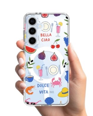 Etui do Samsung Galaxy S24 FE z MagSafe przeźroczyste, silikonowe Flexi, Italian Summer, kolorowe wakacje