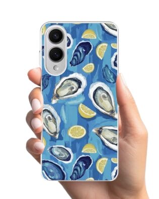 Etui do Samsung Galaxy S25 Edge z MagSafe przeźroczyste, silikonowe Flexi, Summer Patterns, ostrygi z cytrynką