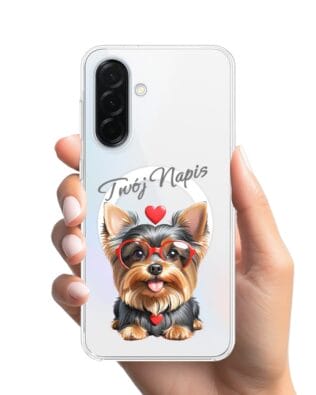 Etui do Samsung Galaxy A37 z MagSafe przeźroczyste, silikonowe Flexi, Puppy Love, pies rasy York