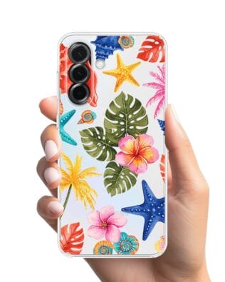 Etui do Samsung Galaxy A36 5G przeźroczyste, silikonowe Flexi, Summer Patterns, tropikalny wzór