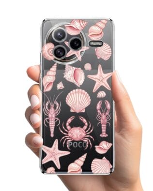 Etui do Xiaomi POCO F7 Ultra przeźroczyste, silikonowe Flexi, Summer Patterns, krewetkowy róż