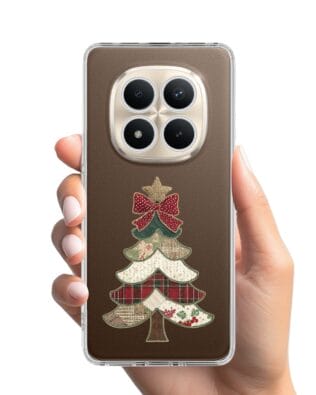 Etui do Xiaomi Redmi Note 15 Pro Plus 5G przeźroczyste, silikonowe Flexi, Przytulne święta, Kraciasta choinka