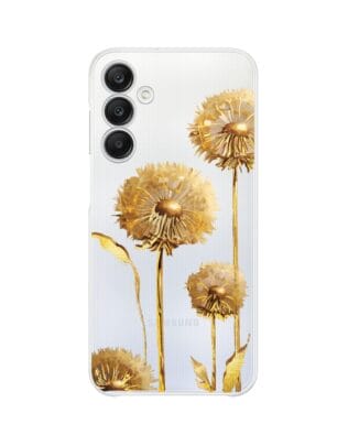 Etui do Samsung Galaxy A25 5G przeźroczyste, silikonowe Flexi, Kwiaty, złote dmuchawce