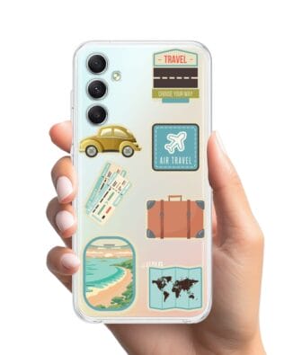 Etui do Samsung Galaxy A34 5G przeźroczyste, silikonowe Flexi, pocztowe znaczki